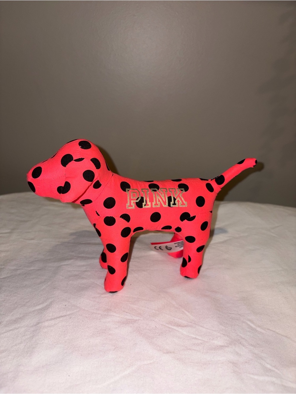 Victoria's Secret PINK Dog Plush Pink & Black Polka Dot Collectible